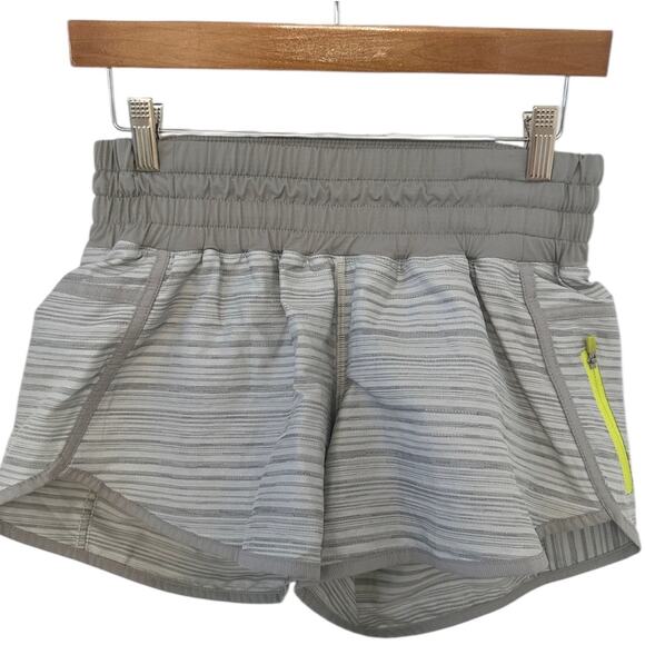 LULULEMON Gray & White Stripe Running Workout Yoga Shorts – Size 6 - Picture 1 of 7